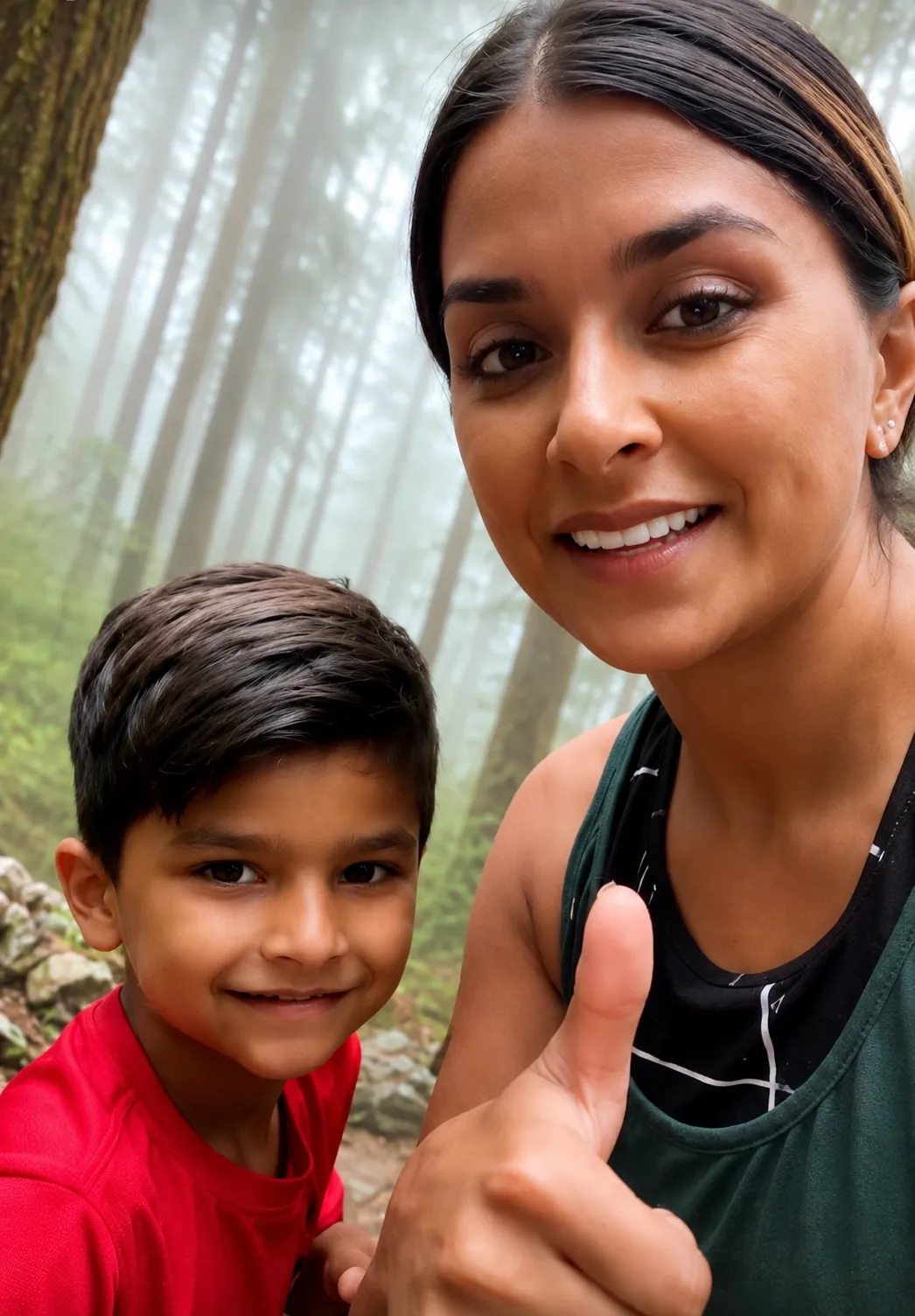 Dr. Shabita Teja and her son Elijah hiking the Grouse Grind