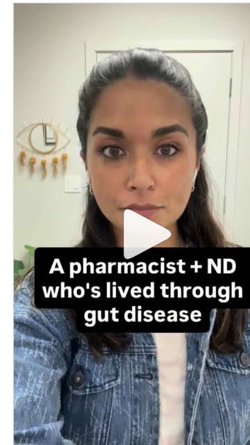 Instagram reel: Dr. Teja introduces herself: a pharmacist and ND who has lived with IBD herself.